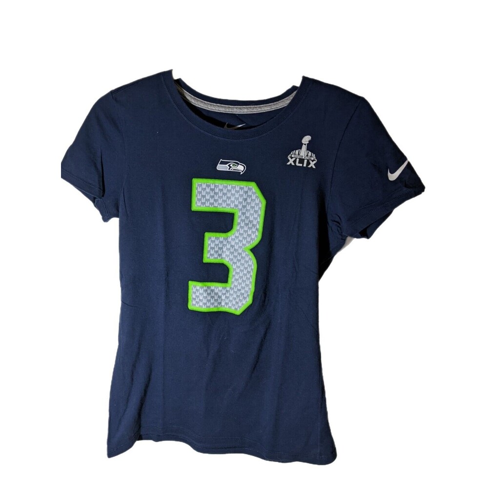 Nike RUSSELL WILSON No. 3 SEATTLE SEAHAWKS Super Bowl XLIX SZ S T-Shirt Jersey